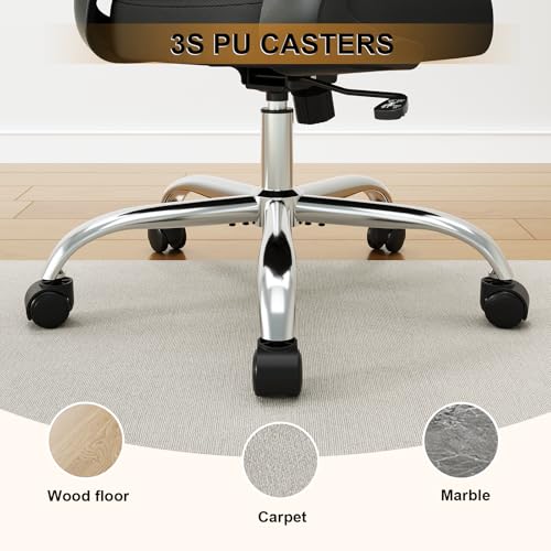 Image of Office Chair, Ergonomic Desk Chairs 330LBS Capacity High Back Mesh Computer Chair with Flip-up Armrests, Comfy Work Chair with Adjustable Lumbar Support, Rolling Chair