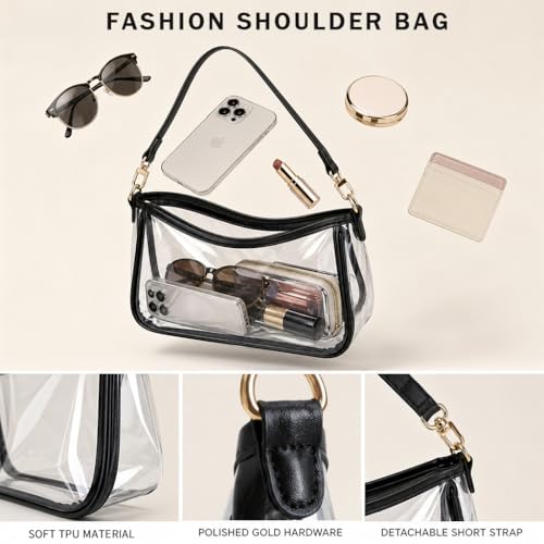 Image of VODIU Clutch Tote Handbags with 2 Removable Straps and Zipper Closure Crossbody Bags Shoulder Purse Handbag for Women