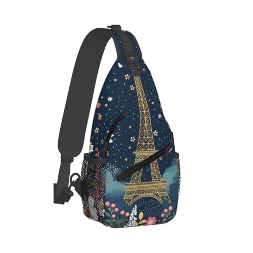 Bolso bandolera Paris Tower Flower para mujer y hombre miniatura 2