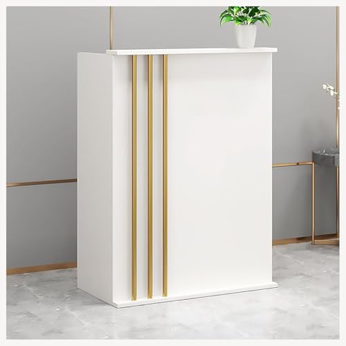 Moderner Rezeptionsschreibtisch mit abschließbaren Schubladen, Kleiner Frontschalter für den Büro-Einzelhandel, Kabelmanagement-Hütte, platzsparender Checkout-Tisch, einfache Montage