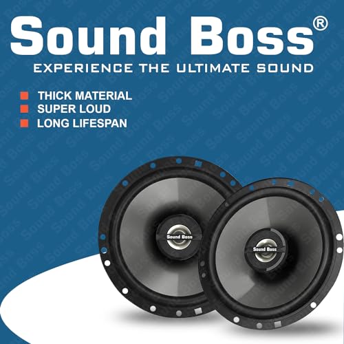Image of Sound Boss Car Speaker SB-CX-62SI Premium 16.51 cm (6.5 inch) 2-Way Coaxial Speakers (Black), Peak Power - 380 W, RMS Power - 75W, Rated Power - 70W
