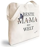 Beste Mama der Welt Tasche - Aus 100 % Baumwoll - Canvas - Die Einkaufstasche von Loxato ist aus äußerst robusten, 100 % Baumolldrillich hergestellt.