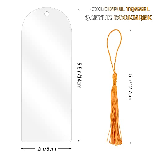 Wpxmer 50 Pack Acrylic Blanks Bookmarks Bulk With 50 Pcs Colorful Bookmark Tassels, Clear Bookmark Kit For Diy Craft Projects And Present Tags, 5.9 X 1.57 Inch #TOP1
