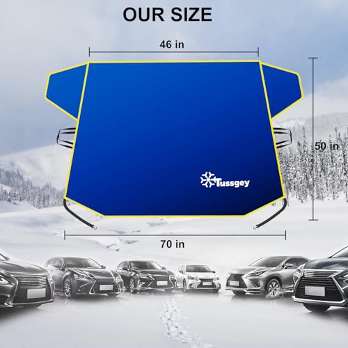 Image of Windshield Cover for Ice and Snow,【Premium Heavy Duty Durable Oxford Fabric for Super Protection!】 Windshield Snow Cover Against Frost with Panels & Straps, Fit for Most Cars, SUVs &Trucks (70 inchx 50 inch)