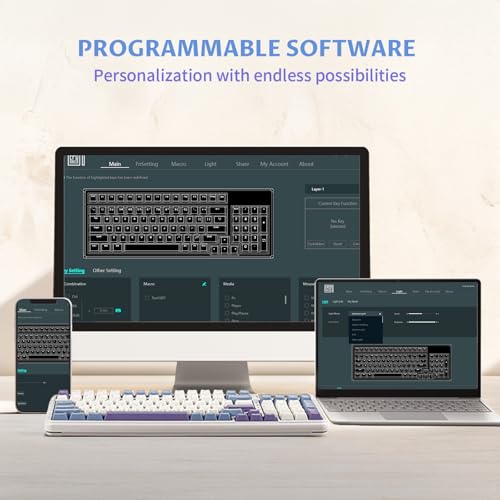 Image of EPOMAKER Cypher 96 Wireless Gaming Keyboard with 8000mAh Battery, Hot Swappable Creamy Keyboard with Numpad and Calculator, RGB Backlit, NKRO for Games /Office (Wisteria Linear Switch)
