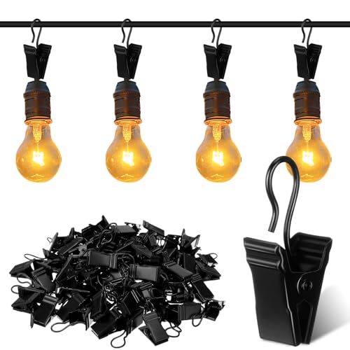Blulu 200 Pcs Christmas Light Clips Hanging Hooks, Outdoor String Light Clips, Heavy Duty Metal Camper Awning String Party Hook Hangers Canopy Tent RV Xmas Decor (Small)
