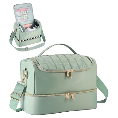 Nail polish organizer case with 50-slot rack and lamp space