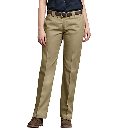 Dickies Women's Original 774 Work Pants – Low Rise Slim Fit Stretch Business Casual & Utility Pants, Size 8, Khaki V1
