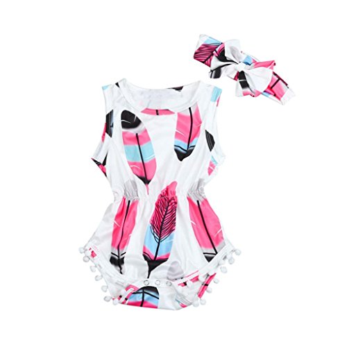 Leegor Newborn Toddler Kid Baby Girl Print Romper Jumpsuit Sunsuit+Headband Clothes Set