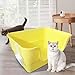 Leefasy Cat Jumbo with High Sides for Indoor Cats Cat Sand Basin Cat Bedpan Cats Litter Pan Kitten Potty Toilet, Yellow