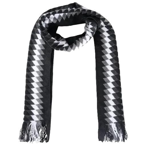 Woolen Soft MicroFibre Cashmere Soft and Warm Muffler Scarf for Men and Women Casual Stylish Winter Wear Scarf | Neck Warmer Woolen Stylish Muffler/Scarfs, Black & White-image-6