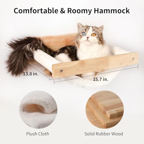 Image of Wall Mounted Cat Scratching Post for Indoor Cats | Kitten Wall Shelves Climbing Furniture| Sisal Rope Cat Claw Scratcher Tree (Full Set)