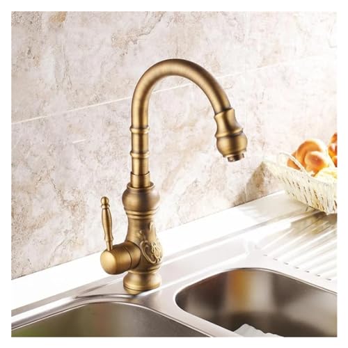 Grifo de cocina de latón con caño giratorio y control de doble temperatura