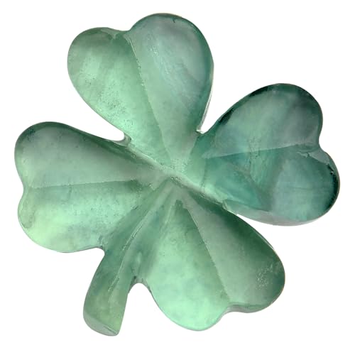 Natural Fluorite Four Leaf Clover - Feng Shui Lucky Crystal for Love Positivity, Polished Healing Stone Decor, Birthday Gift for Her Gift for Women Men