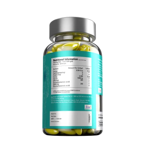 Image of Gibbon Omega 3 Capsules Support Heart, Brain & Eye Health High Source of EPA and DHA From Sardine 60 Soft Gels With Triple 3x Action.