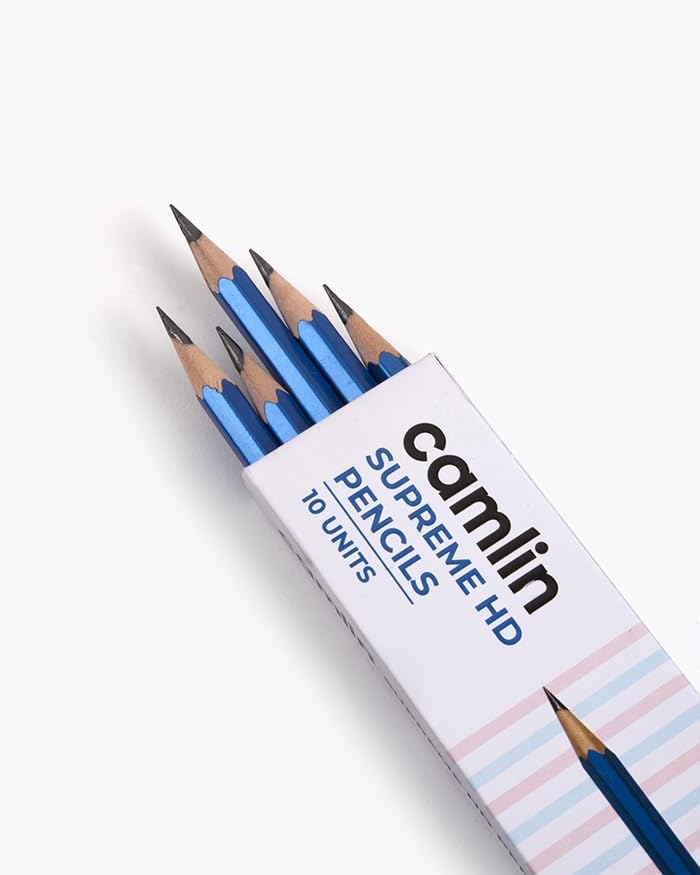 Image of Camel Supreme HD Pencils - Pack of 10 | Extra Dark Graphite Lead for Smooth Writing & Shading | Ideal for Board Exams, Competitive Tests, School, Office & Art Use