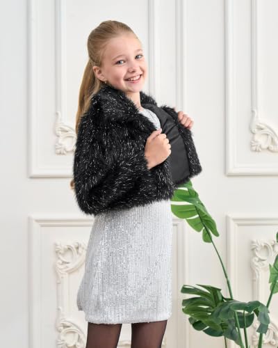 Image of BOLEROSE Girls Collared Faux Fur Bolero Jacket