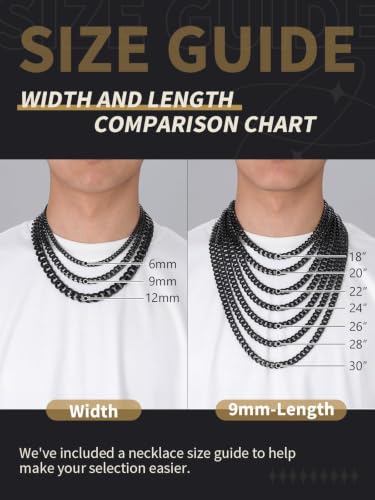 FindChic Black Cuban Link Chains for Men & Women, 6mm Matching Stainless Steel Couple Necklaces, Hip Hop Accessories Rapper Jewelry, Valentine's Gift for Him Her, 20 Inches Length - image 6