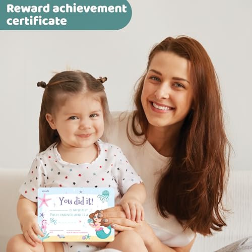 jackinthebox Mermaid Potty Training Sticker Charts for Toddler Girls, 100+ Glitter Stickers, 320+ Printed Stickers, Achievement Certificate,Potty Training Reward Chart for Kids, Kids Reward Chart