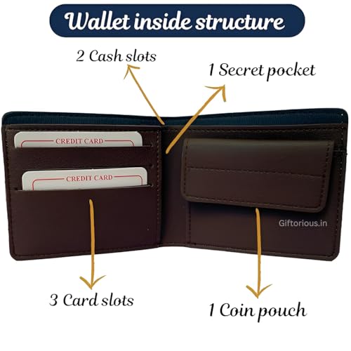Image of Customised Original Leather Wallet for Men with Name, Personalized Purse (Dark Brown).Unique, Stylish Gift for Brother, Husband, Father, Boyfriend, Birthday, Valentine's Day, New Year