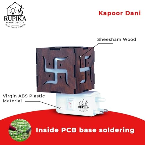 Image of RUPIKA |Swastik Electric Kapoor Dani | Aroma Incense Burner | Camphor Diffuser | Electric Dhoop Dani for Home Office Puja Meditation