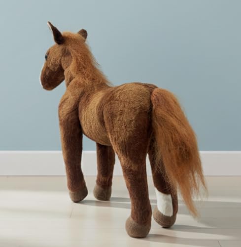Image of Tickles Soft Stuffed Plush Animal Standing Horse Toy for Kids (Size: 40 cm Color: Brown)