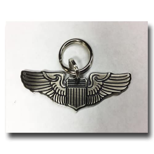 Air Force Pilot Wings Pet ID Tag-Unique Custom Aviator Pilot Wings Personalized Dog Collar Tag-Fighter Pilot Badge (2.50", Brass)