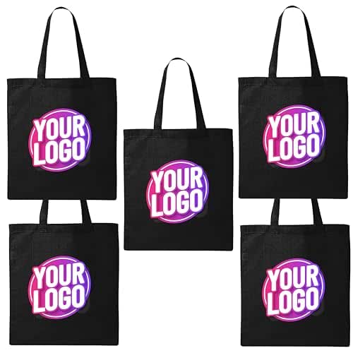 10 50 100 Pack Custom Tote Bags, Bulk Custom Logo Tote