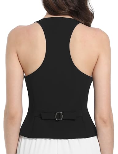 V VOCNI Waistcoat Vest for Women Racerback Button Up Fashiona Casual Dress Suit Vest Top3