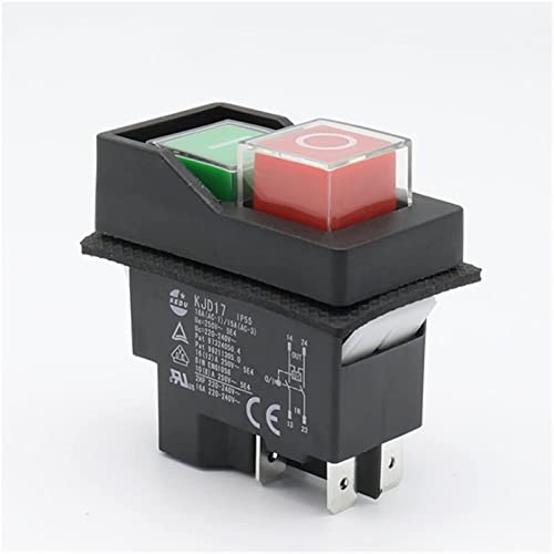 Interrupteur électromagnétique bouton-poussoir KJD17 4 broches AC250V pour sécurité machine
