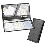 Stacool Bling Car Registration & Insurance Holder with Magnetic Clasp, PU Leather Car Organizer for ID, Bank Cards, Universal Glove Box Organizer (Black)