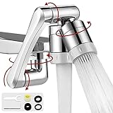 Wasserhahn Verlängerung mit Perlator, Wassersparer für Wasserhahn Aufsatz mit Zwei Sprühmodi, 1440° Drehbarer Multifunktionaler Verlängerungshahn, Perlatoren für Wasserhähne Küche und Bad,Gluckaro