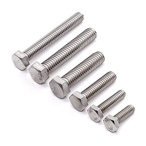Image of 1 /2-13 x 4 (5 pcs) Stainless Steel Hex Head Screws Bolts (3 /8 inch to 6 inch Available), 18 /8 Stainless Steel 304, Fully Threaded, Machine Coarse Thread, No Coating, Plain Finish