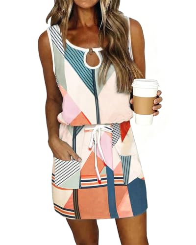 Image of SAUKOLE Women's Flutter Sleeveless Leopard Print Ruffle Hem Swing Dress Cocktail Party Dresses