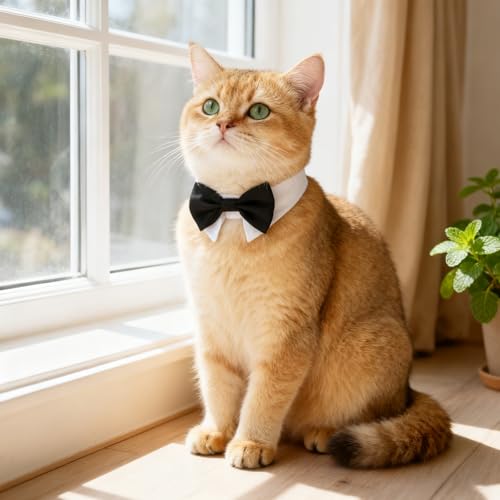 VOSSOT Fliege für Hunde und Katzen, Verstellbare Hundekrawatte mit Klettverschluss, Haustier Krawatte, Halsband Hund Katze Klein, Kostüm Hundeflieg, Anzug Hund für Hochzeit Geburtstag