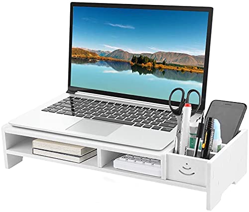 Ejoyous Support de Moniteur Réhausseur d’Écran, Riser de Bureau Support pour Ordinateur Portable avec Tablette de séparation pour Bureau Maison Table...