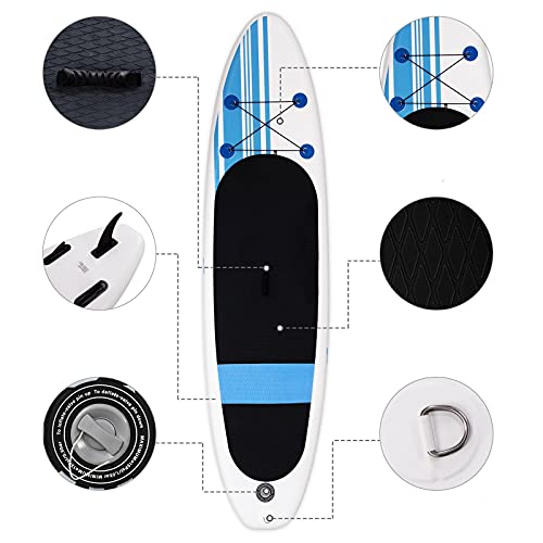 Foto von DREAMADE SupBoard aufbelasbar, Stand-Up-Paddling, Surfboard Paddelboard mit Paddel, Luftpumpe, Rucksack, Reparatursätzen, Sicherheitsleine und Flosseplatte 305 x 76 x 15 cm