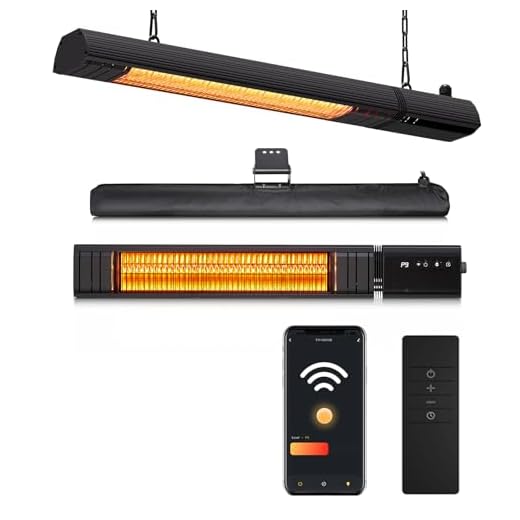 Ceiling Electric Outdoor Heater Wall-Mounted Hanging Patio 1500W Infrared 9 Heat Levels, 24H Timers, 1s Heating Carbon Fiber Tube Wall Heater for Gazebo, Balcony