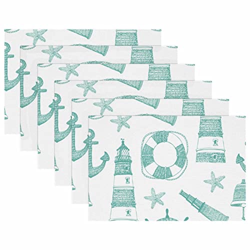 Set de table motif phare et ancre bleu mer pour une décoration de table océan - 6