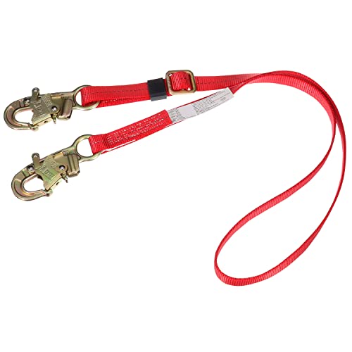 Image of 3M Protecta PRO 1385301 Adjustable 1 inch Web Restraint Lanyard, 6', Red, 2 Snap Hooks, 310 lb. Capacity