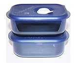 Tupperware Vent 'N Serve Set of 2 Rectangular 1 Cup Microwave and Freezer Safe Containers in Indigo...