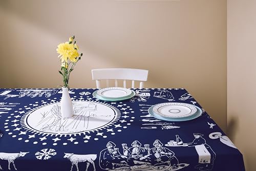 Nappe Pirosmani Bleu 83x55 nappe rectangulaire tissu polyester infroissable - 5