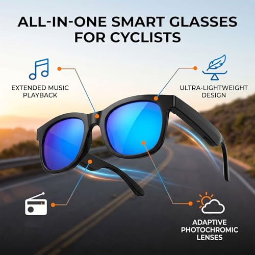 Gafas FM Bluetooth inteligentes KKPLZZ fotocromáticas color azul 3