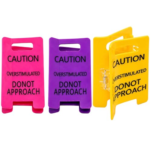 Caution Overstimulated Hair Clip Set of 3 Large Sensory Hair Clips for Overstimulation Bright Colors Include Magenta and Purple ABS Material Construction