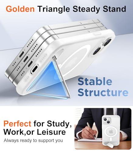 Image of Magnetic Compatible with iPhone 15 Plus Case & iPhone 14 Plus Case, [Built-in Invisible Kickstand][Compatible with MagSafe][Military Grade Shockproof] Slim Translucent Matte Phone Case 6.7 inch