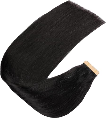 Hotlulana Extension Capelli Veri Biadesivo Nero Naturale(#1B) Extension Capelli Veri 20Pollici 20pcs 50cm 50g Extension Biadesive Capelli Veri Invisible Skin Weft Tape in Hair Extensions Human Hair