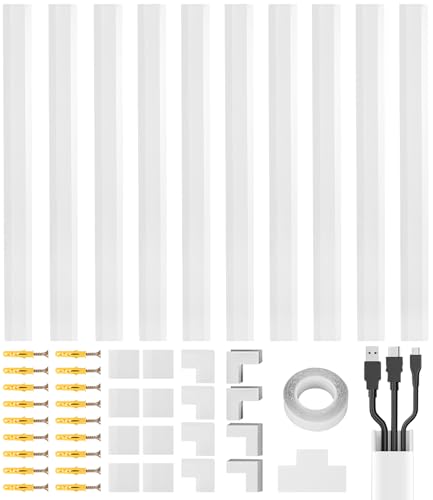Canal de Cable de un Solo Cable, Canaleta Cables Pared Adhesivo, 10 Piezas Canaletas para Cableado, Calha para Cabos, Canaleta Cables 0.4m*30mm*15mm, Cubierta de Cable para Organizar