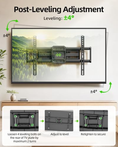 Image of USX MOUNT Full Motion TV Wall Mount for 42-82 Inch TVs up to 120lbs, Wall Mount TV Bracket with Articulating Swivel Tilt Extension Leveling, Max VESA 600x400mm Fits 12 /16 inch Wood Stud