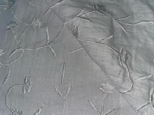 Lin avec auto-broderie blanc laize 142cm couture vêtement - 5