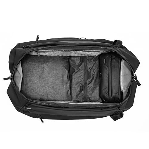 Peak Design Travel Duffelpack 45-65L, Black, Weatherproof Duffel Backpack, Expandable Design, Extra-Long Zip Path, Stowable Straps, Fits Packing Cubes and Camera Cubes, Versatile Duffel Bag for Travel